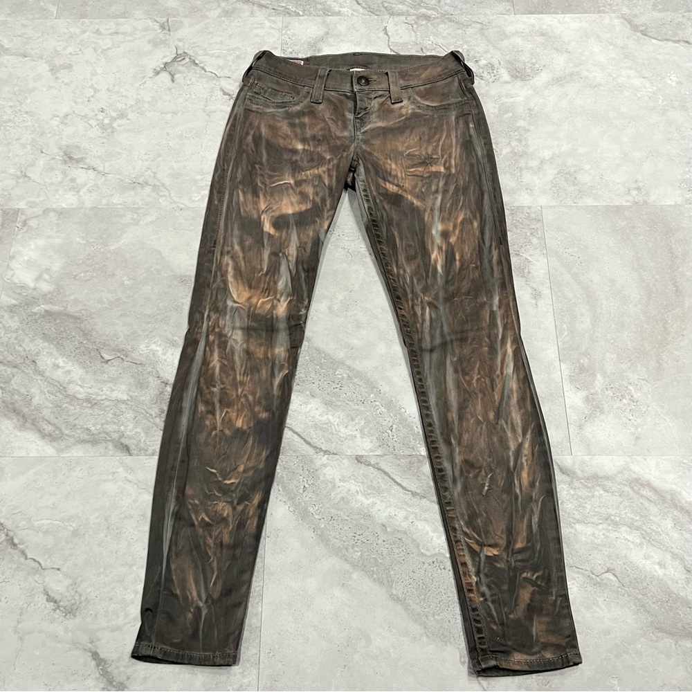 True Religion‎ Casey Straight Marble Brown Acid Wash Jeans Size 26